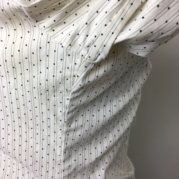 WHISTLES london micro black polka dot white button-up blouse SZ 8 - Picture 7 of 7